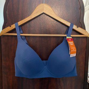 Warner's	Breathe Freely Collection Bra, 38B, Blue, NWT
